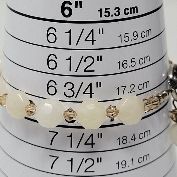 Artisan Handmade 925 Sterling Silver White Quartz Bicone Beaded Bracelet Healing - Picture 2 of 16